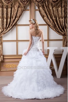 Beautiful Sweetheart Satin Organza A-Line Sleeveless Wedding Dresses 2030635