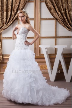 Beautiful Sweetheart Satin Organza A-Line Sleeveless Wedding Dresses 2030635