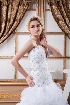 Beautiful Sweetheart Satin Organza A-Line Sleeveless Wedding Dresses 2030635