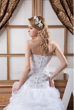 Beautiful Sweetheart Satin Organza A-Line Sleeveless Wedding Dresses 2030635