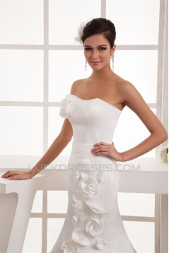 Beautiful Sweetheart Sleeveless Satin Mermaid/Trumpet Wedding Dresses 2030636
