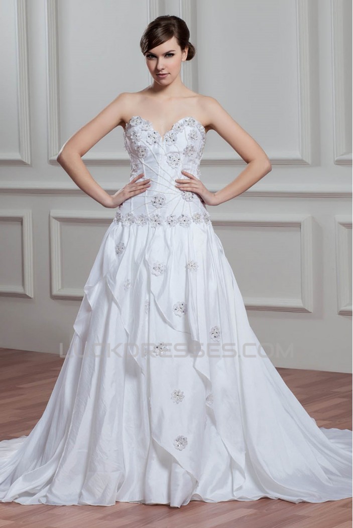 Beautiful Taffeta Sleeveless Sweetheart A-Line Wedding Dresses 2030638