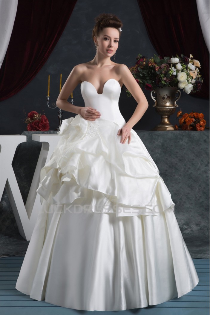 Bowl Ball Gown Sleeveless Satin Taffeta Reception Wedding Dresses 2030640
