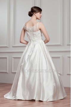 Breathtaking Ball Gown Satin Fine Netting Sheer Sleeveless Wedding Dresses 2030642