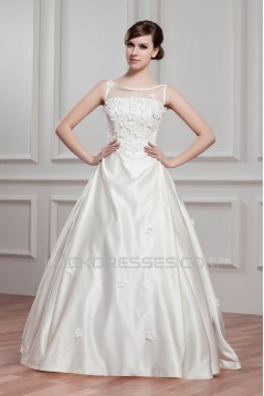 Breathtaking Ball Gown Satin Fine Netting Sheer Sleeveless Wedding Dresses 2030642