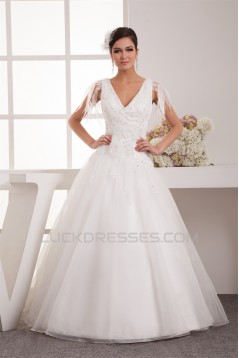 Breathtaking Ball Gown V-Neck Organza Taffeta New Arrival Wedding Dresses 2030643