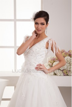 Breathtaking Ball Gown V-Neck Organza Taffeta New Arrival Wedding Dresses 2030643