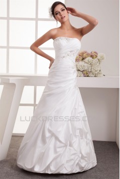 Charming A-Line Strapless Taffeta Sleeveless Wedding Dresses 2030650