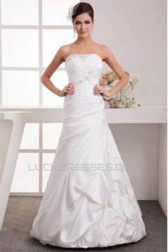 Charming A-Line Strapless Taffeta Sleeveless Wedding Dresses 2030650