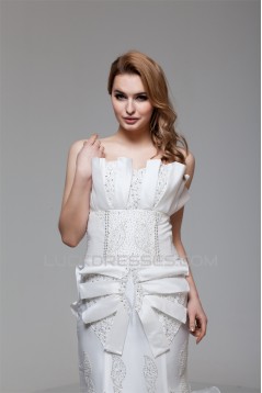 Charming Strapless Satin Organza Mermaid/Trumpet Beaded Wedding Dresses 2030652