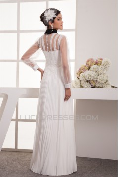 Chiffon Fine Netting A-Line Long Sleeve Beaded Lace Wedding Dresses 2030654