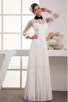 Chiffon Fine Netting A-Line Long Sleeve Beaded Lace Wedding Dresses 2030654