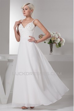 Chiffon Silk like Satin A-Line Sleeveless Beaded Wedding Dresses 2030656