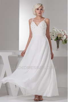 Chiffon Silk like Satin A-Line Sleeveless Beaded Wedding Dresses 2030656