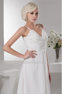Chiffon Silk like Satin A-Line Sleeveless Beaded Wedding Dresses 2030656