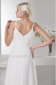Chiffon Silk like Satin A-Line Sleeveless Beaded Wedding Dresses 2030656