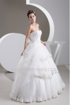 Fantastic Ball Gown Satin Sleeveless Sweetheart Wedding Dresses 2030678