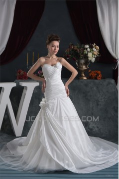 Fantastic A-Line Satin Taffeta Sweetheart Sleeveless Wedding Dresses 2030679