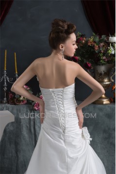 Fantastic A-Line Satin Taffeta Sweetheart Sleeveless Wedding Dresses 2030679
