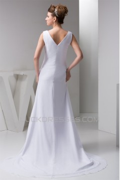 Fantastic A-Line Sleeveless Chiffon Silk like Satin Wedding Dresses 2030681