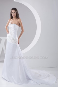 Fantastic A-Line Soft Sweetheart Satin Sleeveless Lace Wedding Dresses 2030684
