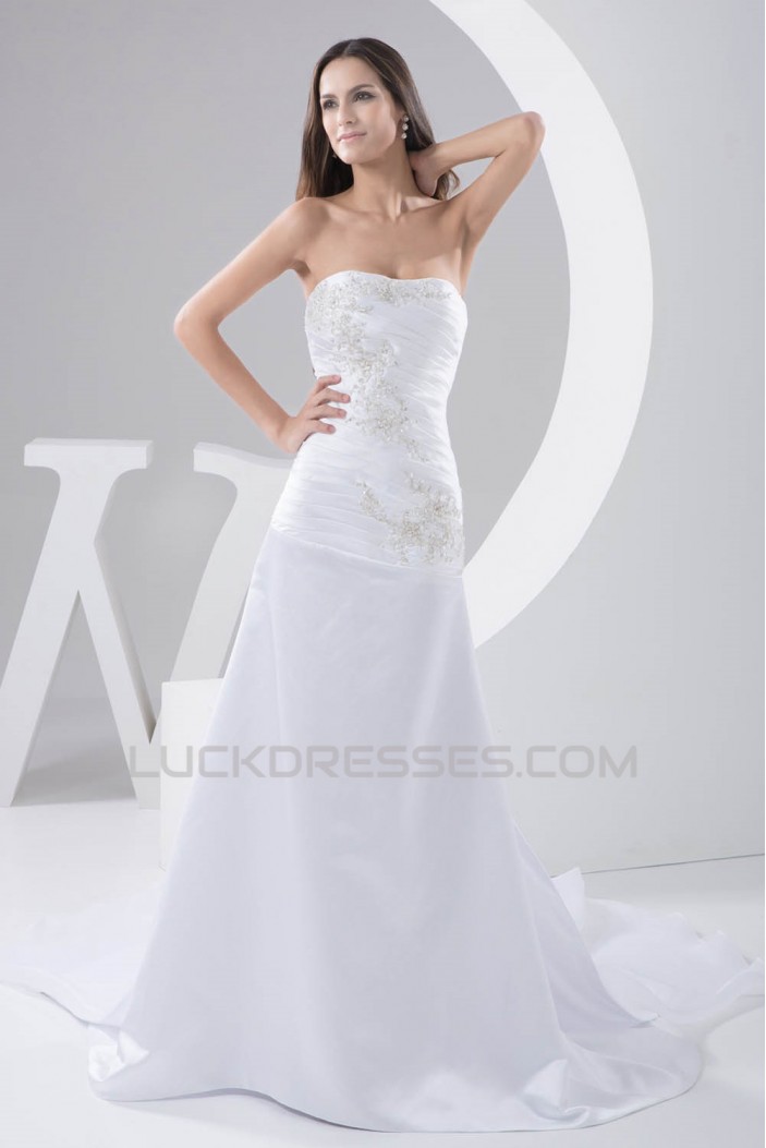 Fantastic A-Line Soft Sweetheart Satin Sleeveless Lace Wedding Dresses 2030684