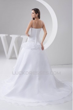 Fantastic A-Line Spaghetti Straps Sleeveless Satin Wedding Dresses 2030685