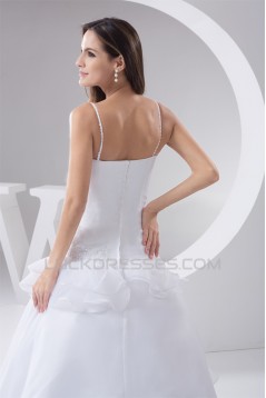 Fantastic A-Line Spaghetti Straps Sleeveless Satin Wedding Dresses 2030685