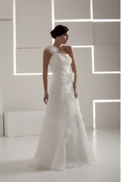Fantastic One-Shoulder A-Line Sleeveless Wedding Dresses 2030686