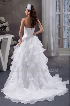 Fantastic Strapless Sleeveless A-Line Satin Wedding Dresses 2030695
