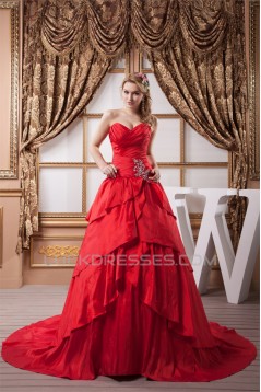 Fantastic Taffeta Ball Gown Sleeveless Sweetheart Wedding Dresses 2030696