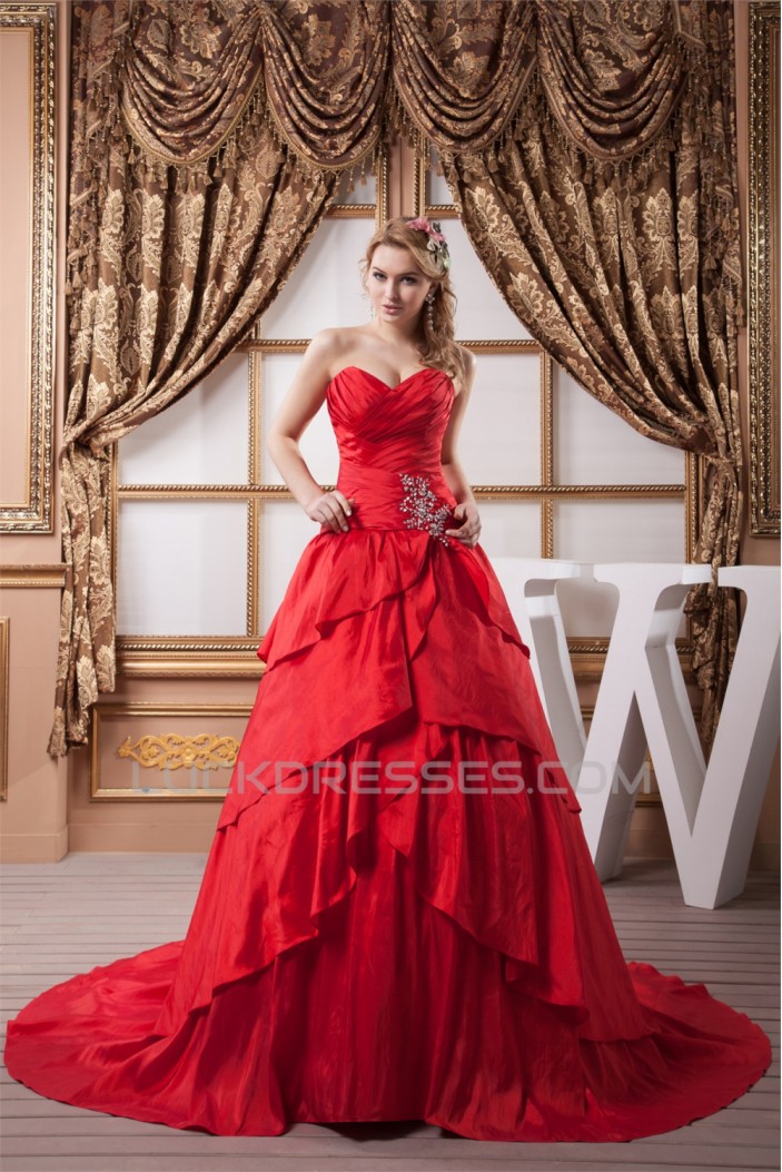 Fantastic Taffeta Ball Gown Sleeveless Sweetheart Wedding Dresses 2030696