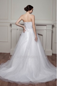 Aashionable A-Line Strapless Satin Sleeveless Sweet Wedding Dresses 2030701