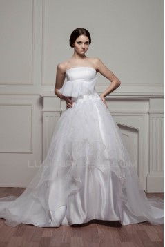 Aashionable A-Line Strapless Satin Sleeveless Sweet Wedding Dresses 2030701