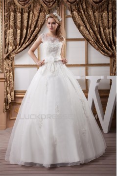 Fashionable Ball Gown Square Satin Organza Lace Wedding Dresses 2030707