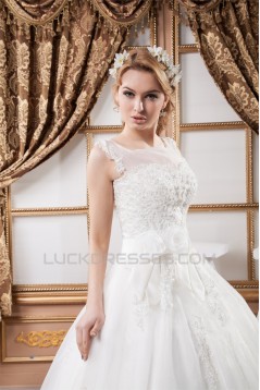 Fashionable Ball Gown Square Satin Organza Lace Wedding Dresses 2030707