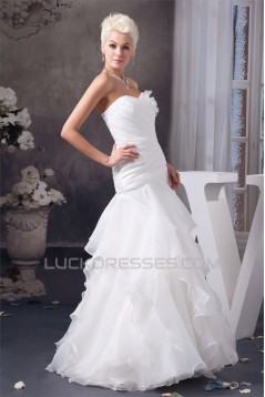 Fashionable Sweetheart Sleeveless Satin A-Line Sweet Wedding Dresses 2030709
