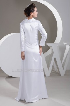 Floor-Length A-Line V-Neck Covered Buttons Wedding Dresses 2030710