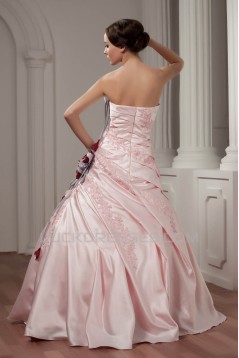 Ball Gown Floor-Length Strapless Handmade Flowers Wedding Dresses 2030712