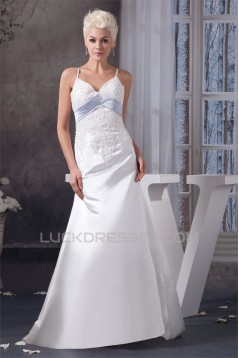 A-Line Spaghetti Straps Sleeveless Lace Wedding Dresses 2030718