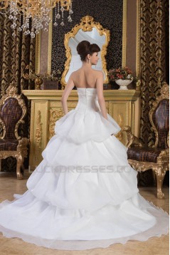 A-Line Strapless Satin Sleeveless Wedding Dresses 2030719