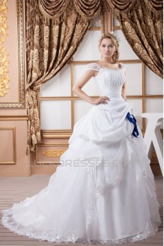 Great Ball Gown Soft Sweetheart Satin Organza Cap Sleeve Wedding Dresses 2030724