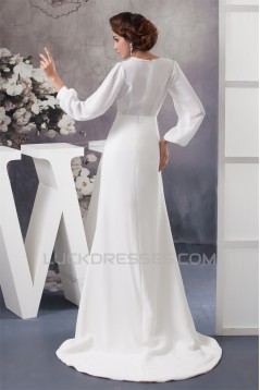 Sheath/Column Long Sleeve Sweep Train Best Wedding Dresses 2030726