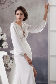 Sheath/Column Long Sleeve Sweep Train Best Wedding Dresses 2030726