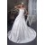 A-Line Soft Sleeveless Satin Strapless Chapel Train Wedding Dresses 2030730