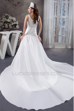 A-Line Straps Sleeveless Satin Taffeta Wedding Dresses 2030733