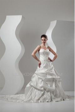 Great Sweetheart A-Line Sleeveless Taffeta Wedding Dresses 2030734