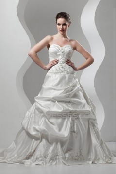 Great Sweetheart A-Line Sleeveless Taffeta Wedding Dresses 2030734