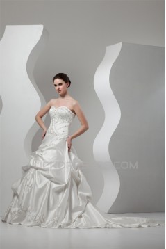 Great Sweetheart A-Line Sleeveless Taffeta Wedding Dresses 2030734