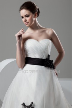 Great Sweetheart Satin Organza A-Line Sleeveless Wedding Dresses 2030735